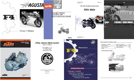 Сборник руководств по ремонту и техническому обслуживанию мотоциклов (9 марок, 66 модел.)