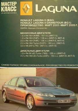 Renault Laguna 2 (BG0) / Grandtour (BG1) (2001 - 2005 год выпуска). Руководство по ремонту.